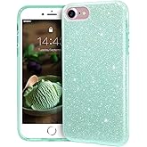 MATEPROX Compatible with iPhone Se 2022 case,iPhone SE 2020 case, iPhone 8 case,iPhone 7 Glitter Bling Sparkle Cute Girls Women Protective Case for iPhone 7/8/SE (Green)