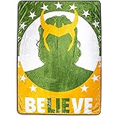 Marvel Studios Loki Believe Plush Throw Blanket | Super Soft Fleece Blanket, Cozy Sherpa Cover for Sofa and Bed, Home Decor Room Essentials | MCU Comic Book Gifts and Collectibles | 45 x 60 Inches