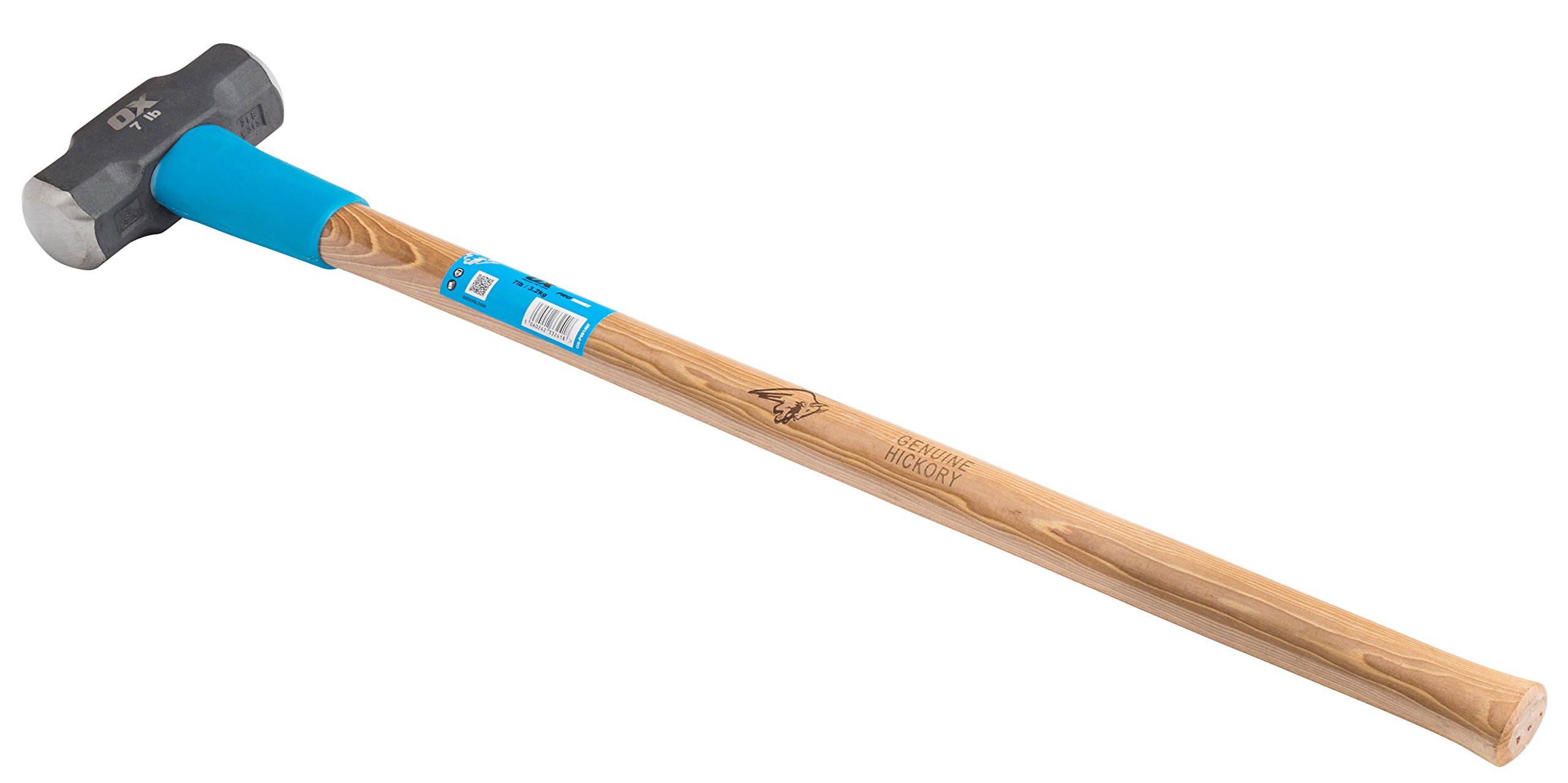 OX OX-P081407 Hickory Handle Sledge Hammer - Pro Long Heavy Duty Wooden Hickory Handle Sledge Hammer with Steel Head - Used in Demolition & Construction Works - Multicolour - 7 lb