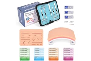 Medclimber Advanced Suture Practice KIt New Generation(32 Pcs) Includes Arch-Shaped and Pre-Cut Wounds Pads, Tool Kit with Variety of Suture Threads for Medical Students Educational Demonstration