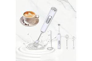 Milk Frother, Handheld Foam Maker, Waterproof Detachable Whisk Drink Mixer USB Rechargeable Blender with Stainless Steel Whis