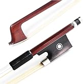 VINGOBOW Brazilwood Violin Bow 4/4 Full Size 74.5cm | Ebony Frog, Natural Mongolian White Horsehair, Well Balanced, Sweet Tone