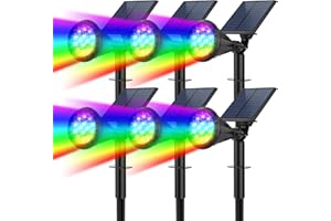 Fratink Solar Spot Lights Outdoor Color Changing, 7 Modes/6 Pack Solar Christmas Lights Outdoor, Waterproof RGB Multicolor Solar Landscape Spotlights Auto On/Off for Flood, Yard, Tree, Pathway
