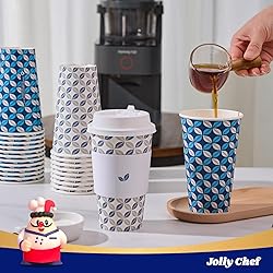 JOLLY CHEF 16 oz Coffee Cups with Lids 100