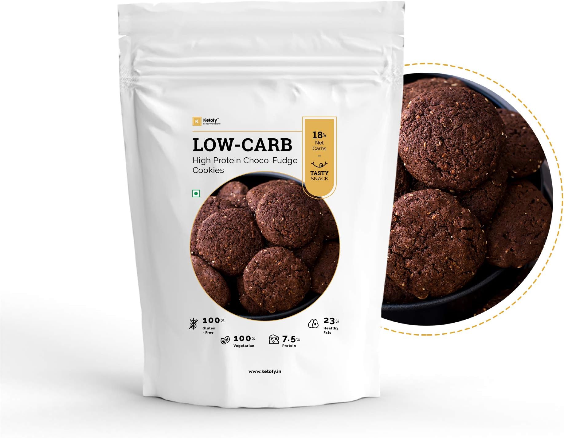 Ketofy - Low Carb Choco Fudge Cookies (200gm) | Not for Strict Keto Dieters | Gluten Free