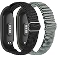 REALSIGN 2Pack Adjustable Elastic Band Compatible with Xiaomi MI BAND 3/4/5/6/7 Strap for Men Women,Stretchy Nylon Sports Strap Replacement Wristband Accessories for MI BAND 7/6/5/4/3 Fitness Tracker