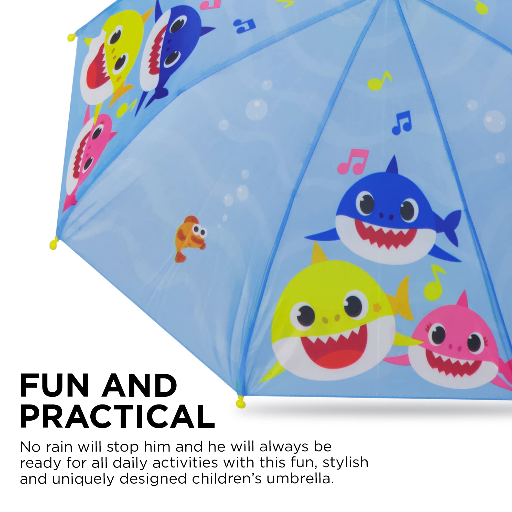 Nickelodeon Boys Umbrella and Poncho Raincoat Set, Baby Shark Boys Rain Wear For Toddler 2-3 Or Kids 4-5