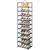 Kitsure Shoe Rack - 10-Tier Shoe Organizer with Detachable Fabric Shelves & Metal Frame, Tall Shoe Rack for Closet, Entryway,