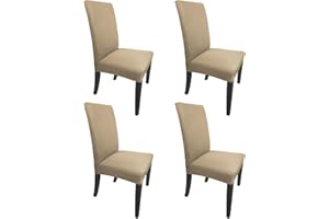 NORTHERN BROTHERS Dining Room Chair Covers- Stretch Dining Chair Cover Set of 4, Jacquard Slipcovers for Dining Room Washable Parsons Chair Protector for Home,Party,Hotel, Banquet Use(Khaki Pattern 5, Set of 4)