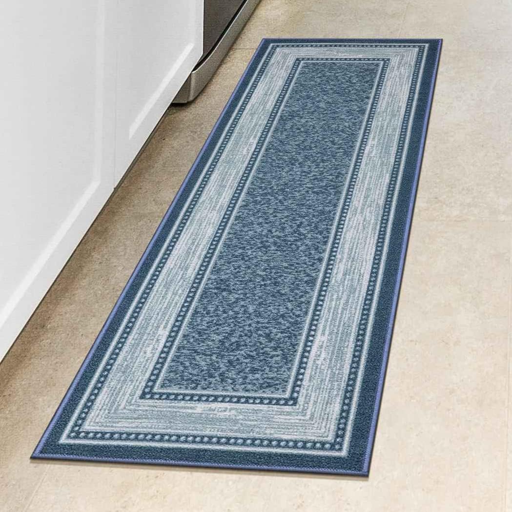 Rugs, Pads & Protectors - Machine Washable Bordered Design Non-Slip Rubberback 2x5 Traditional Runner Rug for Hallway, Kitchen, Bedroom, Entryway, 20