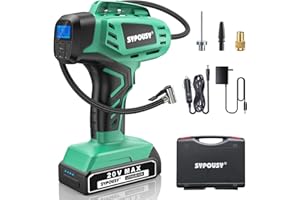 SYPOUSY Cordless Tire Inflator Air Compressor, Portable Air Tire Pump,2X Faster Tire Inflator with 20V Rechargeable Battery,Dual Power Supply Modes,Air Pump for Car Tires,E-Bike etc. (Green)