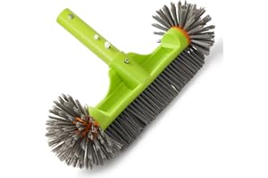 AOURANA Pool Brush Head with Round Ends, 12.5'' High-Efficiency Pool Brush for Cleaning Pool Walls，Floors Steps & Small Stains in Corners，Premium Nylon Bristles Pool Brush with EZ Clip (Green)