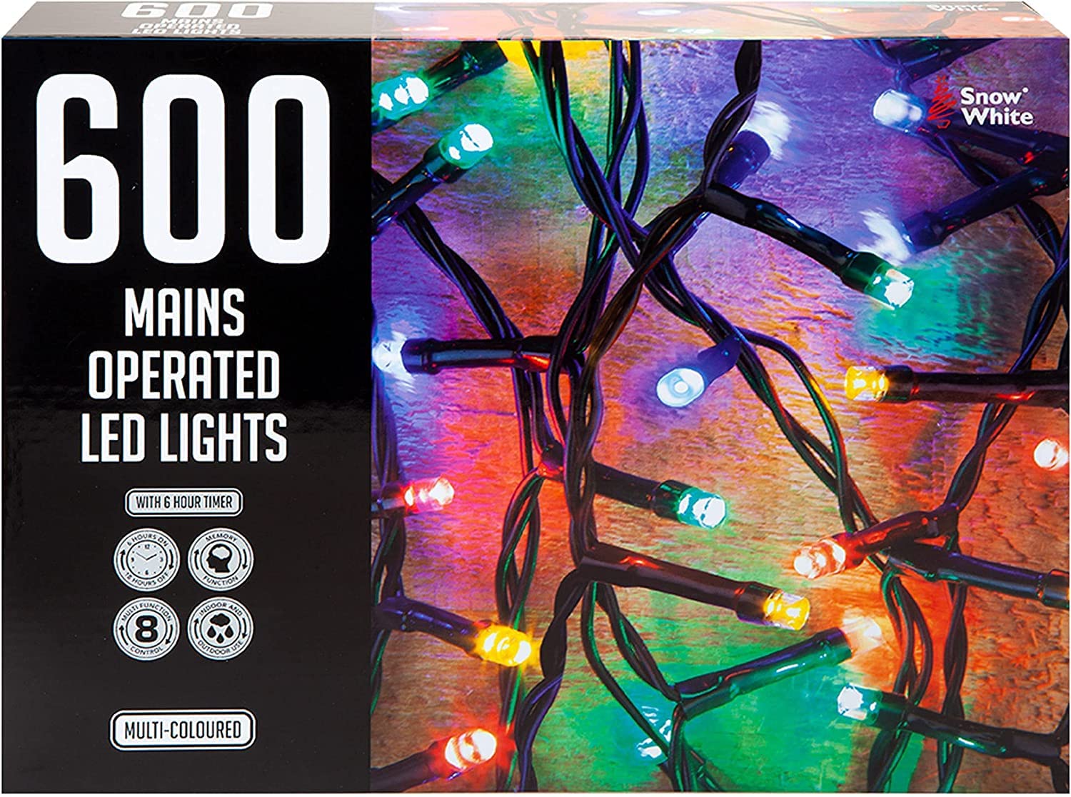 VFM - Christmas Lights 600 LED 18m Xmas Tree Lights - Fairy Lights - Festive Bright String Xmas Tree Wedding Fairy Lighting Indoor & Outdoor Mains Operated Multi Function Control Multi-Coloured