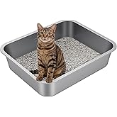 Idymere Large Stainless Steel Litter Box with High Sided, Metal Cat Litter Box, Odor-Free Non-Stick Litterbox Pan, Easy to Clean Pet Supplies Toilet Tray for Indoor Cats, Kittens or Multicat Homes