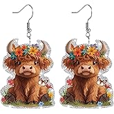 Funny Dog Sunflower Paw Print Earrings for Women - Unique & Quirky Funky Acrylic Dangle Earrings, Cute & Silly Novelty Design, Wacky & Crazy Earrings for Fun Lovers