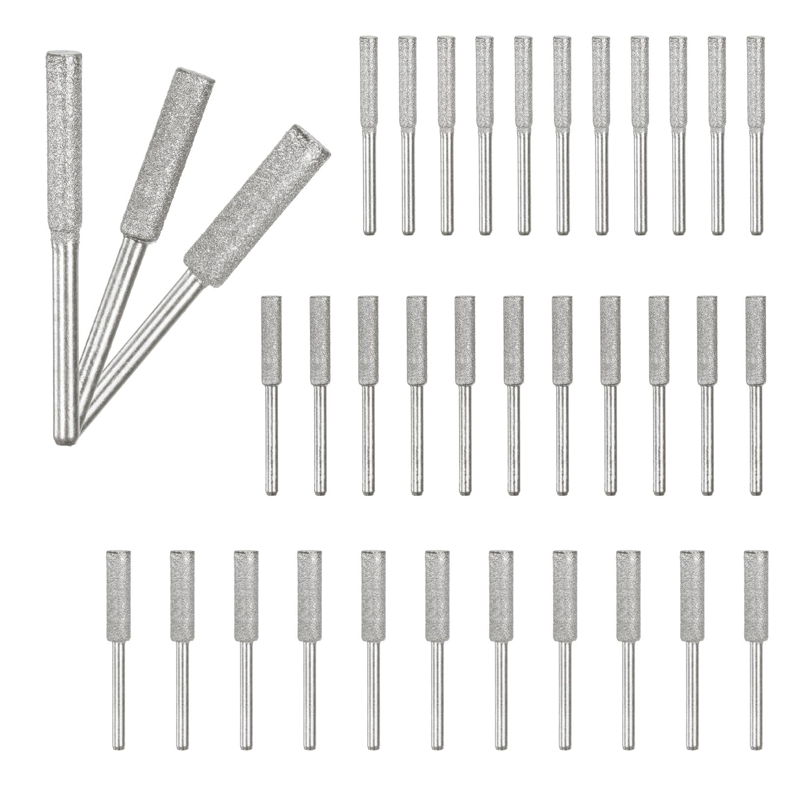 M METERXITY 36-Pack Diamond Chainsaw Sharpener, 5/32", 3/16", 7/32" High Hardness Grinding Stone Chainsaw Sharpening Kit for Electric Chainsaw Sharpener/Stone Carvings [3mm Silver]