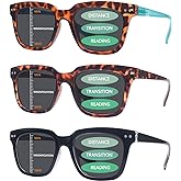 FADBON 3 Pack Progressive Multifocus Reading Sunglasses for Women Men UV Protection Multifocal Top Clear Trifocal Sun Readers