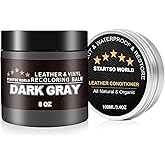 STARTSO WORLD 200Ml Leather Recoloring Balm with 100ML Leather Conditioner,Dark Gray Leather Repair Kit for Furniture, Leather Dye, Leather Scratch Repair, Leather Couch Paint