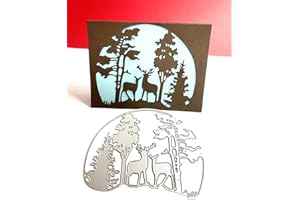 FAWENUCY Scrapbooking Die-Cuts, Christmas Metal Cutting Dies for Card Making, Paper Craft Punch Template, Background Embossing Stencils, DIY Album Décor (Christmas Tree Deer-12.5x10cm)