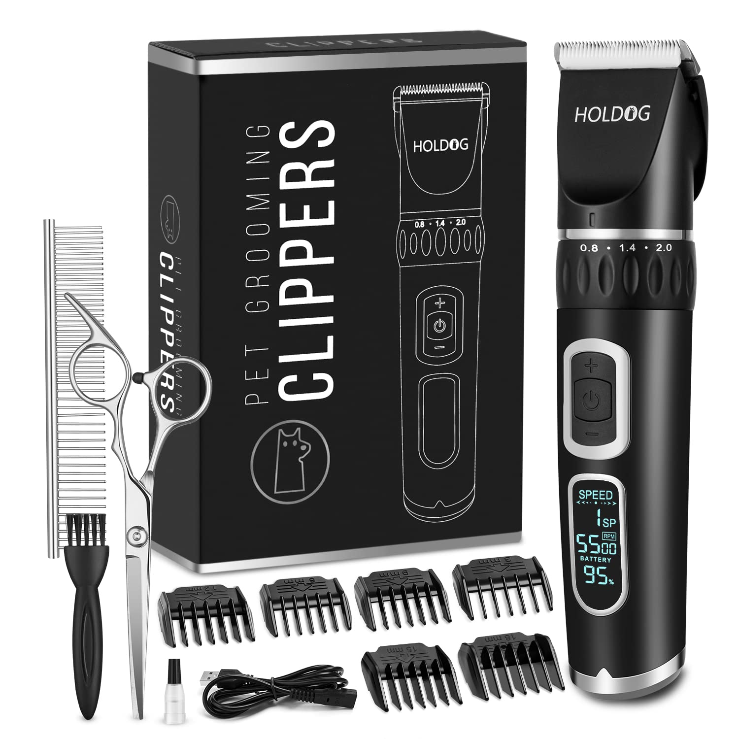 Photo 1 of Dog Clippers Professional Heavy Duty Dog Grooming Clipper 3-Speed Low Noise High Power Rechargeable Cordless Pet Grooming Tools for Small & Large Dogs Cats Pets with Thick & Heavy Coats
