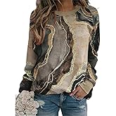 Akivide Women's Long Sleeve Flower and Landscape Print Sweatshirt Casual Fall Loose Crewneck Pullover Tops