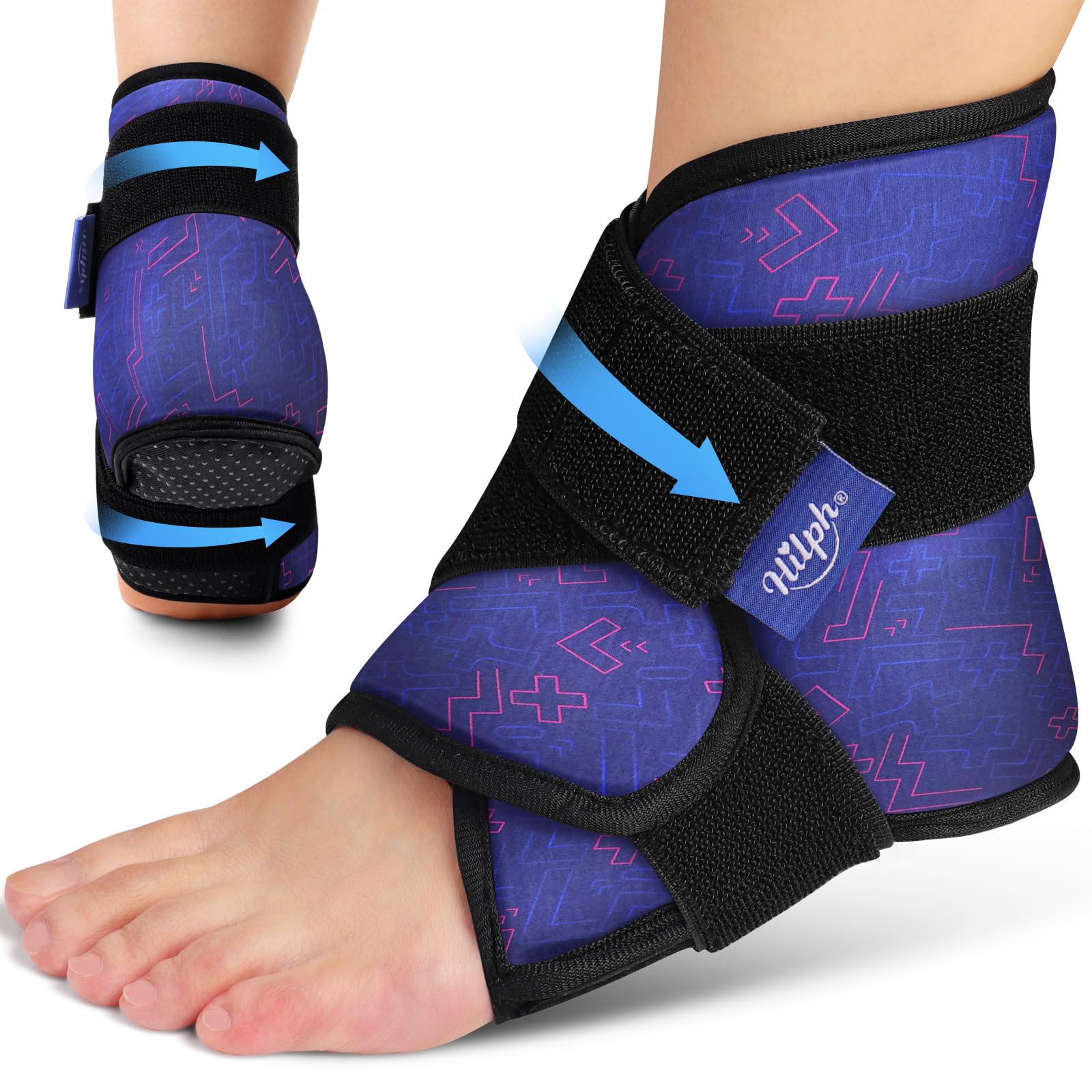 Photo 1 of Hilph Ankle Heel Ice Pack Wrap for Swelling & Achilles Tendonitis, Reusable Foot Gel Ice Pack Wrap Hot Cold Compression Therapy for Sprained Ankle & Plantar Fasciitis Pain Relief (Blue, 1 Pack)
