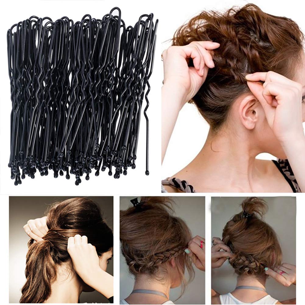 GIYOMI 100pcs Black Metal U-Shape Bobby Pins Curved Bun Hair Clip, Special Hair Pin Of The Studio for Girls Women and Hairdressing Salon : Beauty