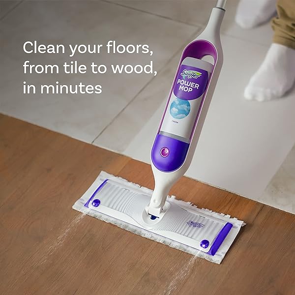 SWIFFER POWER MOP REFILL SOLUTION, FLOOR CLEANER FOR MOPPING TILE, VINYL, LAMINATE, WOOD IN HOME, BATHROOM, KITCHEN, ALL PURPOSE MULTI-SURFACE SOLUTION FOR FLOOR CLEANING, LAVENDER SCENT, 50.6OZ