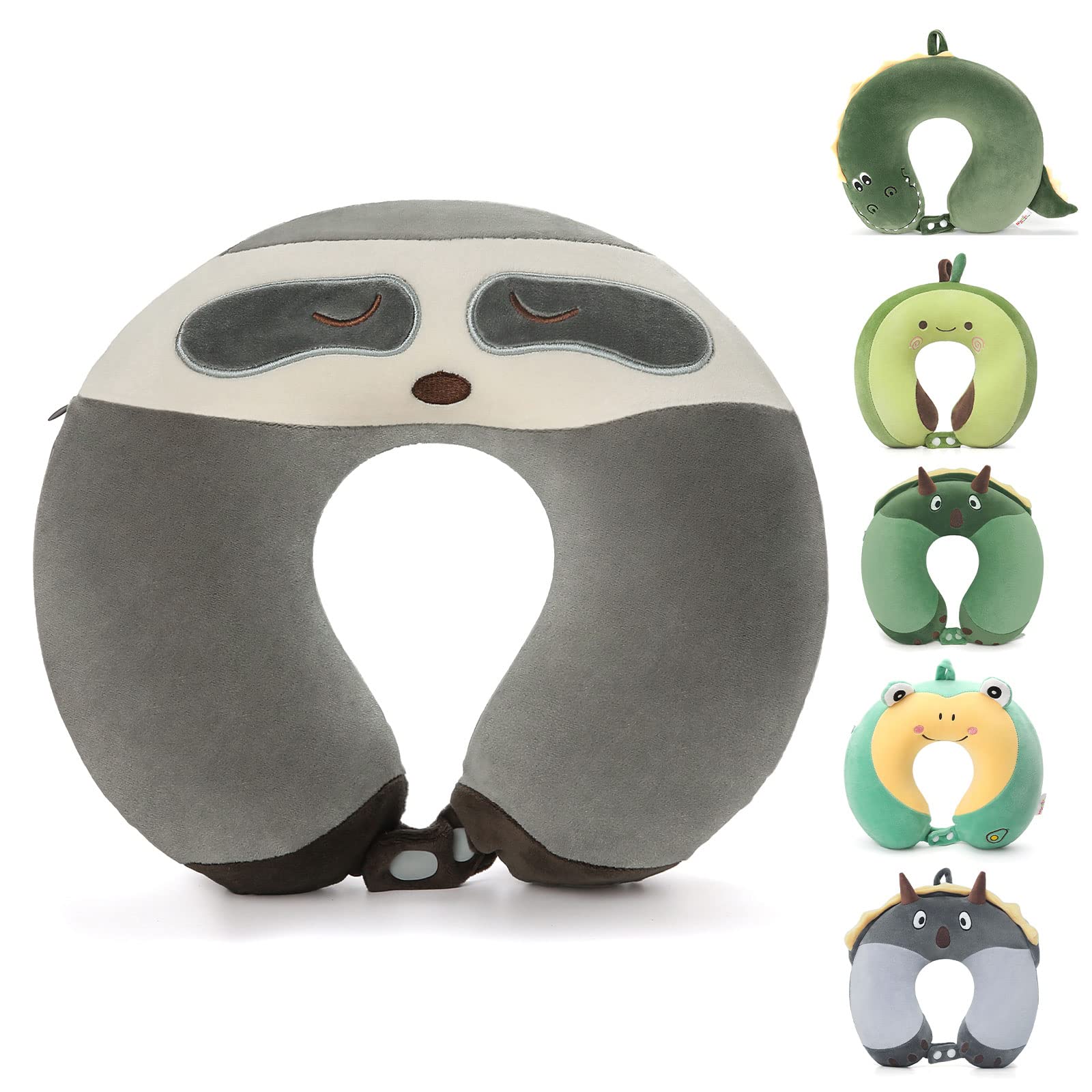Photo 1 of Niuniu Daddy Travel Neck Pillow - Pure Memory Foam Cervical Support Pillow for Sleeping on Airplane, Car, Train for Long Trips - Sloth Design for Kids Age 8+, Teens, Adults, Boys, Girls