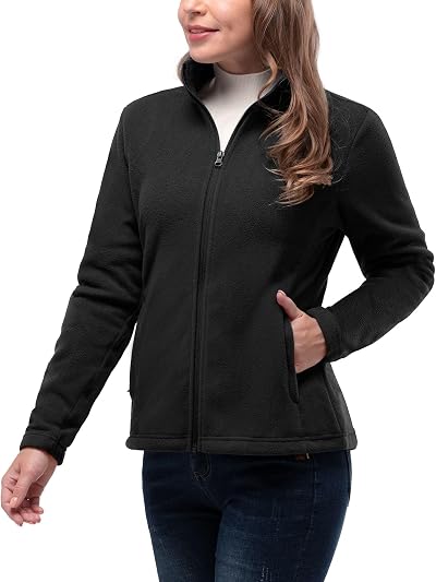 33,000ft Womens Fleece Jacket Lightweight Full Zip Black L