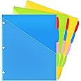 WOT I Durable 5-Tab Binder Dividers with Clear Pocket - 3 Sets, Reusable Plastic Dividers for 3 Ring Binder, 5 Vibrant Colors, Tear-Resistant, Total 15 Tabs (School & Office Supplies)