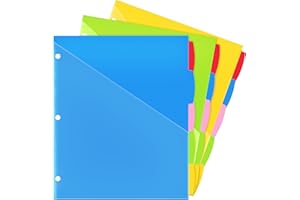WOT I 5-Tab Plastic Dividers w/Front Pockets - 3 Sets, Multicolor Dividers with Pockets for Binders, 15PCS Tab Dviders Assorted Colors