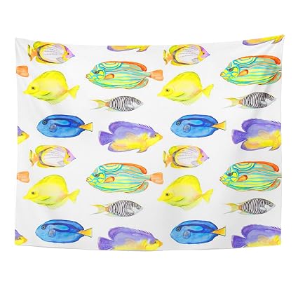 Amazoncom Emvency Tapestry Watercolor Fish Pattern Endless