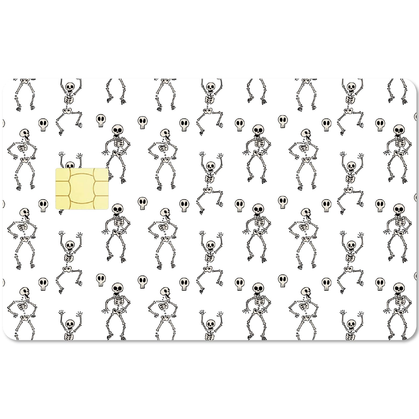 CREATCABIN 4Pcs Halloween Credit Card Stickers Skeleton Debit Card Decor Cards Protecting Waterproof Removable No Bubble Matte Scratch Resistant Film for Transportation Card Bank Card 3.3x2.1in