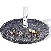 Karibiber Natural Marble Tray, 11.8in Serving Tray for Fruit, Round Decorative Vanity Stone Plate for Jewelry&Key, Quality St