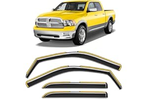 Goholy in-Channel Window Rain Guard for Dodge Ram 1500 2009-2018/Ram 2500&3500 Crew Cab 2010-2026 Rain Guards Side Window Visors Low Profile Vent Visor Window Deflectors Vent Shades Car Accessories