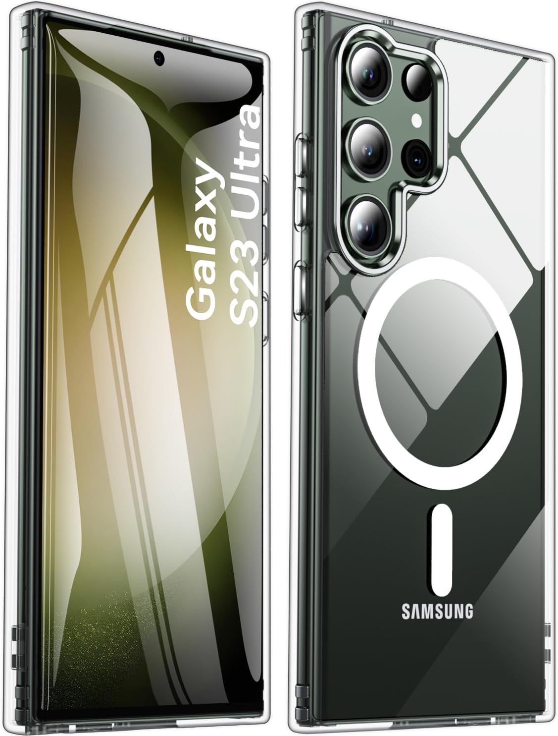 For Samsung Galaxy S23 Ultra Case With 200% Stronger Magnetic,Anti-Yellowing S23 Ultra Case Clear,12FT Military-Grade Protection Slim Galaxy S23 Ultra Phone Case 5g-Anti-Scratch Shockproof Cover-Clear