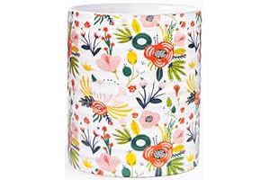 LEAZUL Kitchen Utensil Holder,7.2″Extra Large Stable Garden Floral Pattern Ceramic Utensil Crock,Flower Utensil Organizer for Countertop,Kitchen Decor,Utensil Holder for Housewarming,Wedding Gift