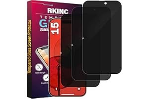 RKINC Screen Protector [3-Pack] for iPhone 15, 15 Pro 6.1-Inch, Privacy Tempered Glass Film Screen Protector, [Anti Spy][Life