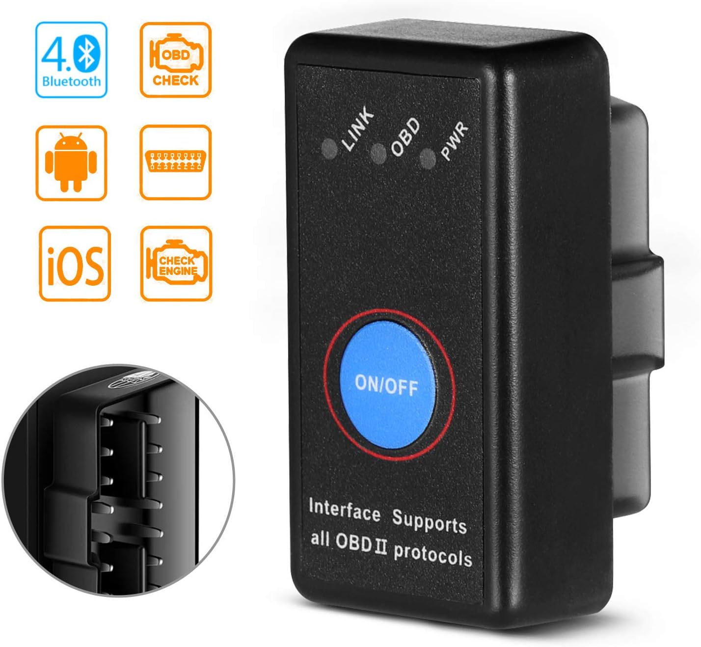 SAVFY OBD2 Auto Diagnostic Scanner - Bluetooth Vehicle Engine Fault Code Reader Compatible With Android, iOS, Windows Suitable For Most Cars