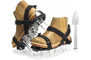 CCBLZLL Lawn Aerator Shoes with 2.1” Spikes for Grass Aeration, Spiked Shoes for Lawn Care, Adjustable Heavy-Duty Strap Fit, Gardening Aerator Tool for Yard, Soil & Epoxy Floors