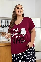 Vozanet Women's Pajama Sets Short Sleeve with Long