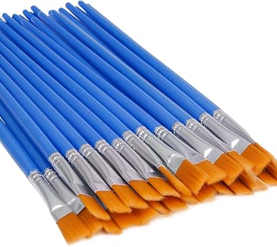 UPINS 30 Pcs Flat Paint Brushes Blue 7 mm Short Handle Detail Painting