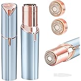 Facial Hair Removal for Women,Electric Rechargeable Face Shaver,Painless Gentle Trimming for Peach Fuzz,Lip,Chin with 2 x Replacement Heads (Blue)