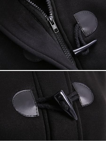 STOLKISS WOMEN’S WINTER JACKETS COTTON COAT WITH HOOD FASHION FLEECE WARM THICKEN LONG INSULATED SHELLS HORN BUTTON JACKET