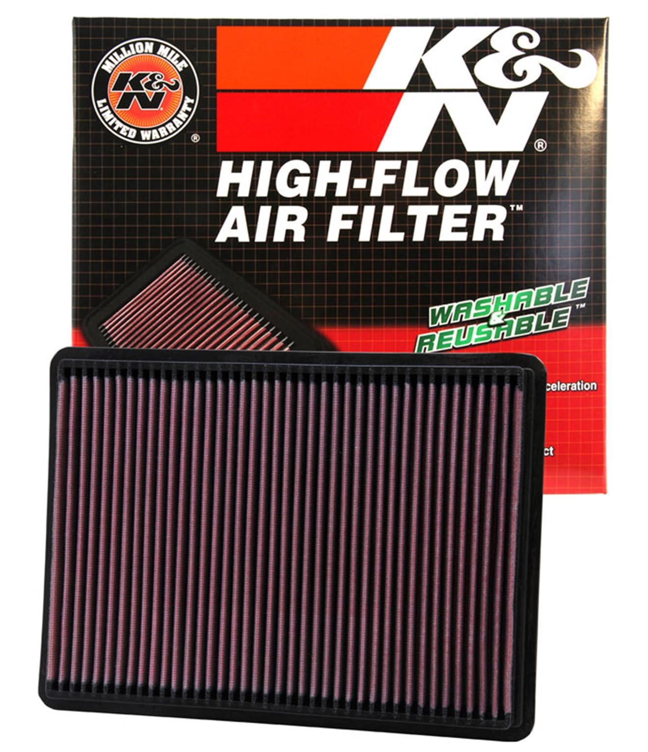 K&N Engine Air Filter: High Performance, Premium, Washable, Panel Filter: 2001-2010 (Commander, Grand Cherokee, Liberty, Grand Cherokee III), 33-2233