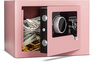 CDC DIGI Digital Electronic Money Safe, Steel Security Lock Box with Keypad, Office Hotel Business Jewelry Gun Cash Safe, 0.23 Cubic Feet, 9.06" W x 6.69" D x 6.69" H（pink）