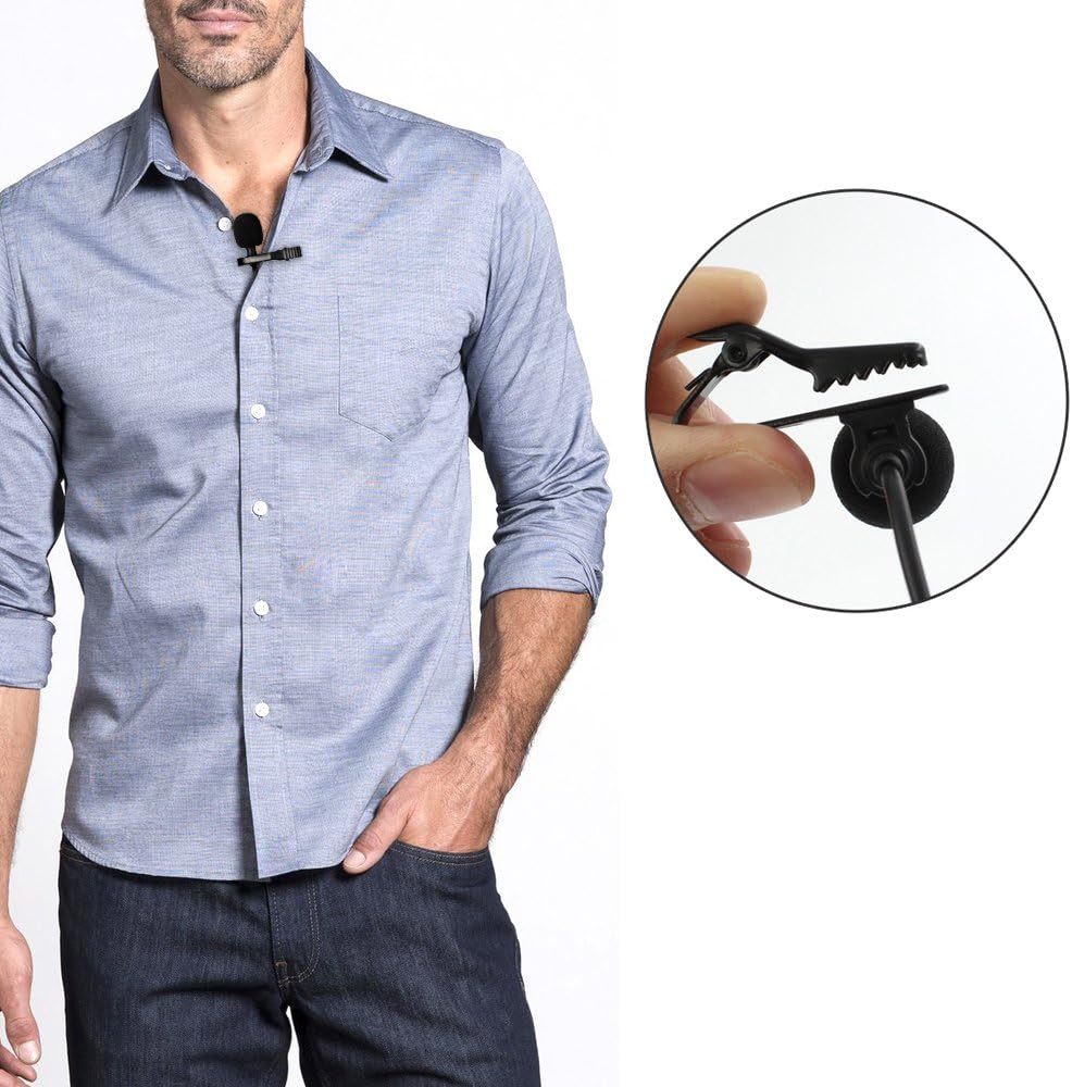 Professional Best Small Mini Lavalier Lapel Omnidirectional Condenser Microphone for Apple iPhone Android Windows Cellphones Clip On Interview Video Voice Podcast Noise Cancelling Mic Blogger Vlogger: Musical Instruments