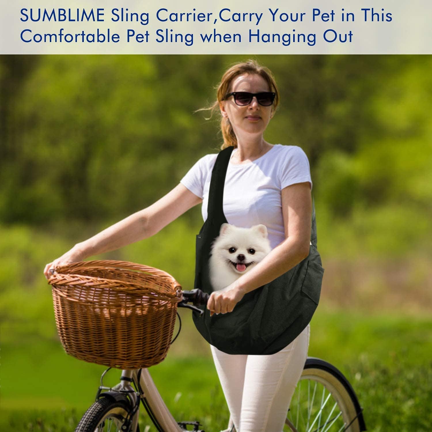 SUMBLIME Pet Sling Carrier for Dog Cat - Fit 20 Pounds Small, Medium, Large Dog, Larger Size Hand Free Carrier Bag for Daily Walk, Outdoor & Indoor Activity, Weekend Adventure : Pet Supplies