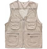 Summer Breathable Thin Fishing Vest Waistcoat for Men BEIGE, 3XL